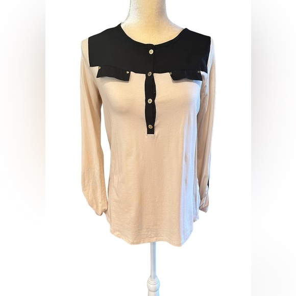 Anne Klein Solid Colorblock Button Up Blouse, Women's Small (4-6) - Picture 1 of 12